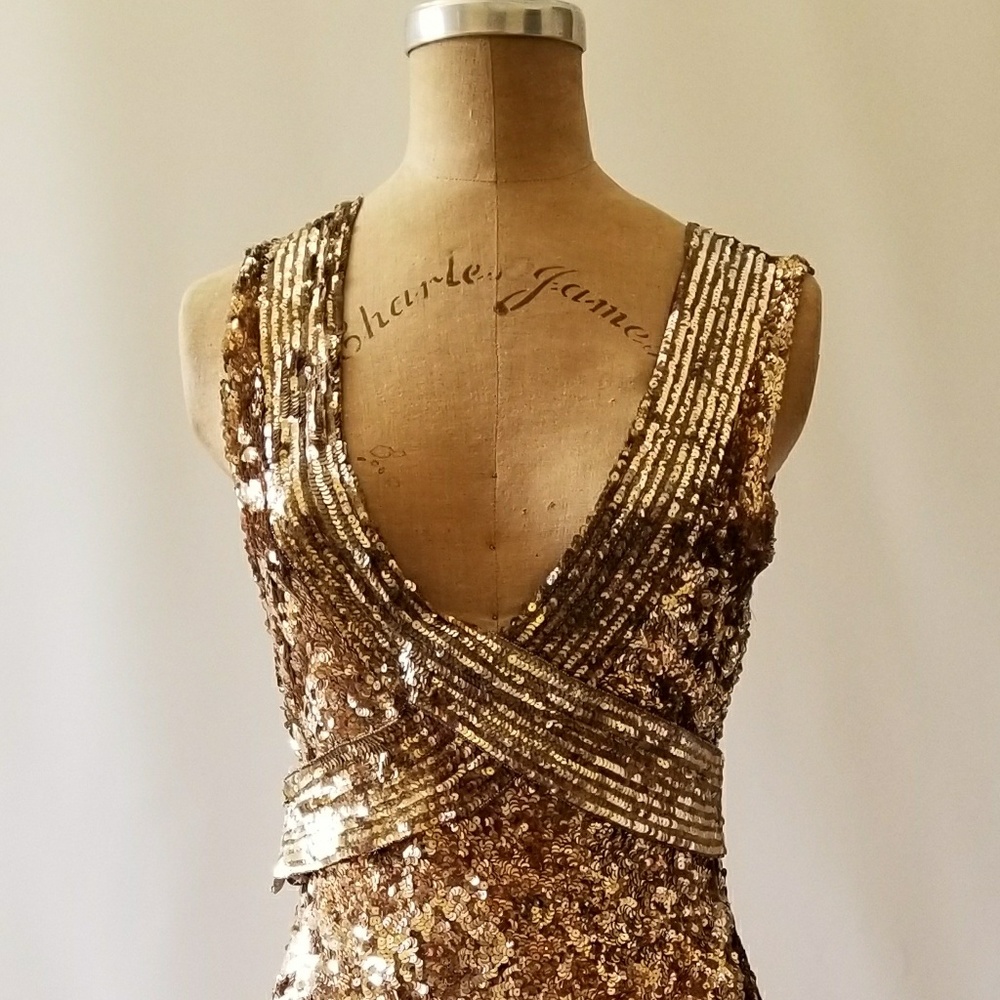 1930's Gold Sequin Long Dress